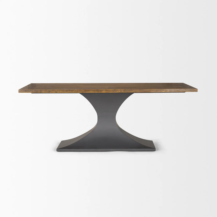 Maxton Dining Table Dark Brown Wood | Dark Gunmetal