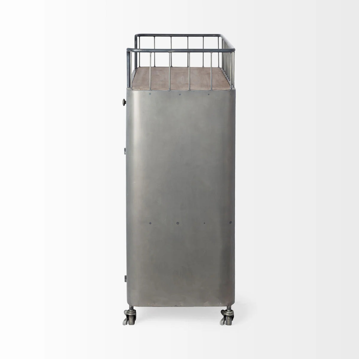 Udo Bar Cart Gray Metal | Brown Wood