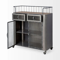 Udo Bar Cart Gray Metal | Brown Wood