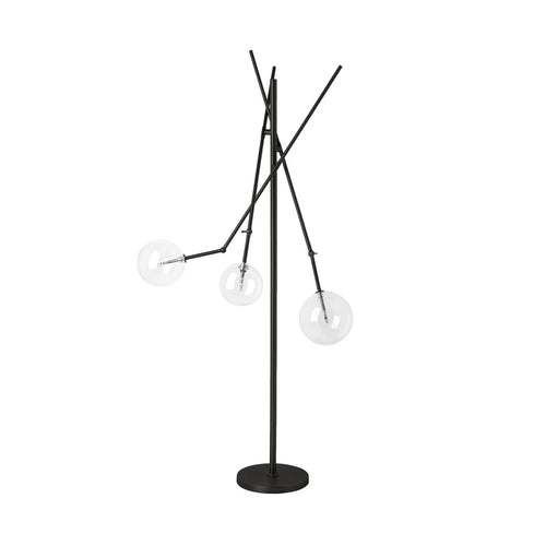 Connor Floor Lamp Black Metal | Glass Globe