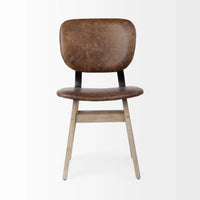 Haden Leather Dining Chair Brown Leather | Brown wood