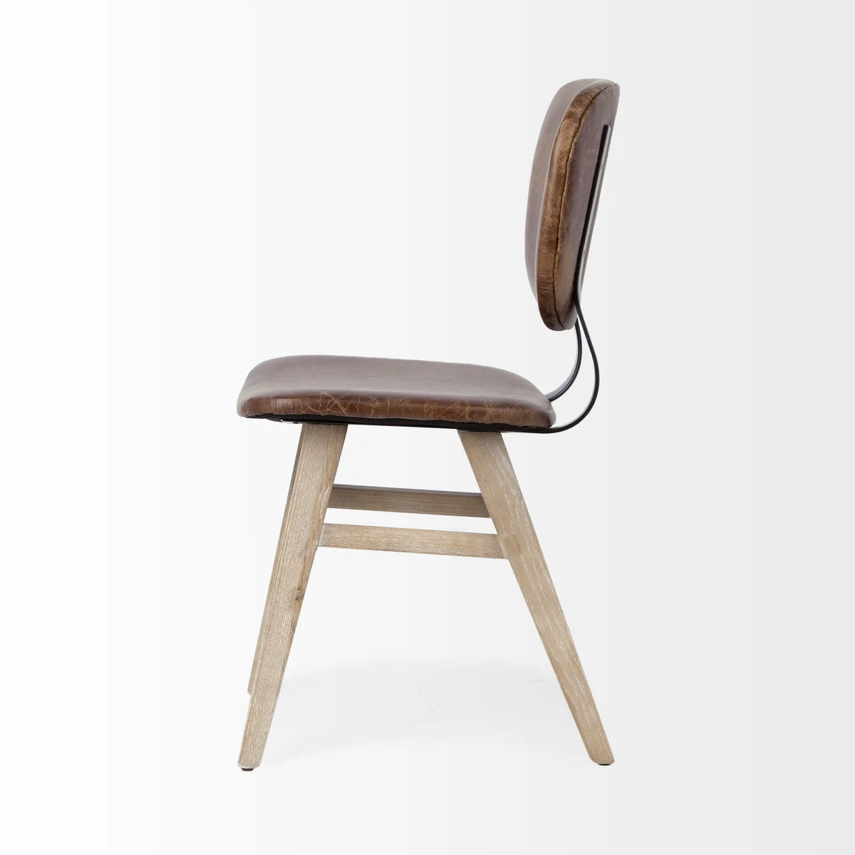 Haden Leather Dining Chair Brown Leather | Brown wood