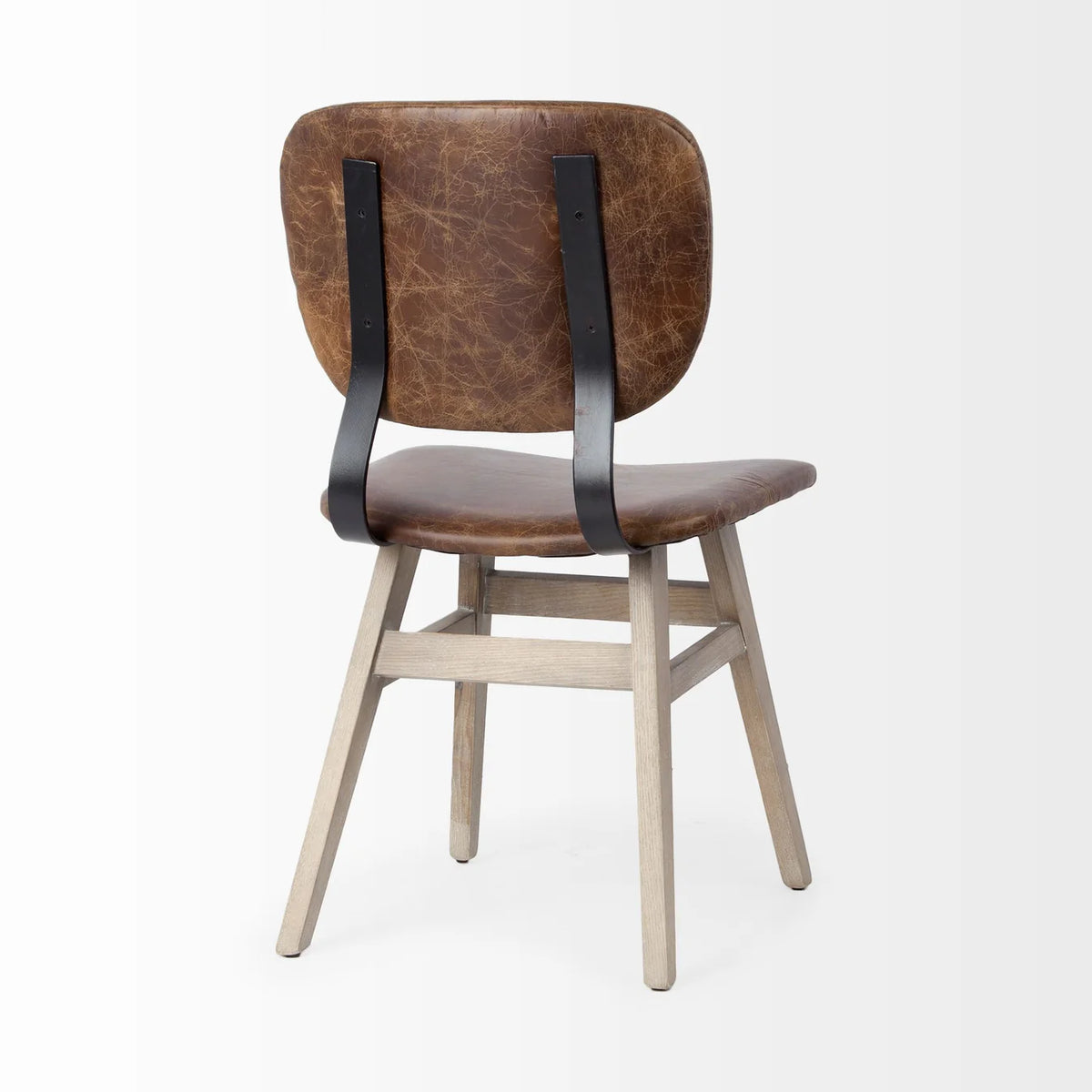 Haden Leather Dining Chair Brown Leather | Brown wood