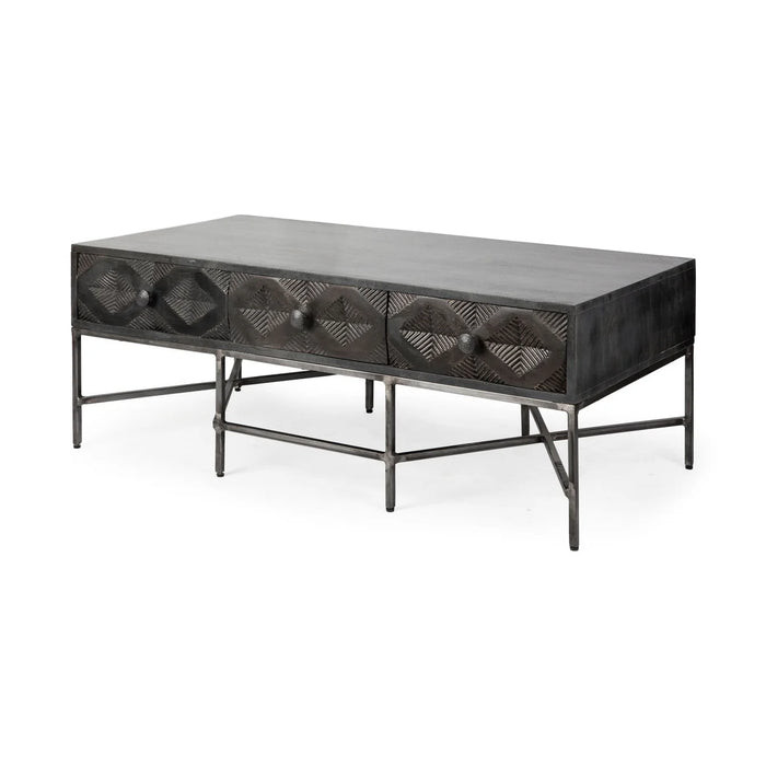Hogarth Coffee Table Brown Wood | Silver Metal
