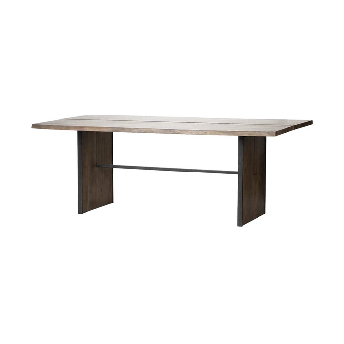 Ledger Dining Table Brown Wood | Black Metal