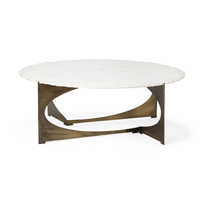 Reinhold Round Coffee Table White Marble | Gold Metal | Round
