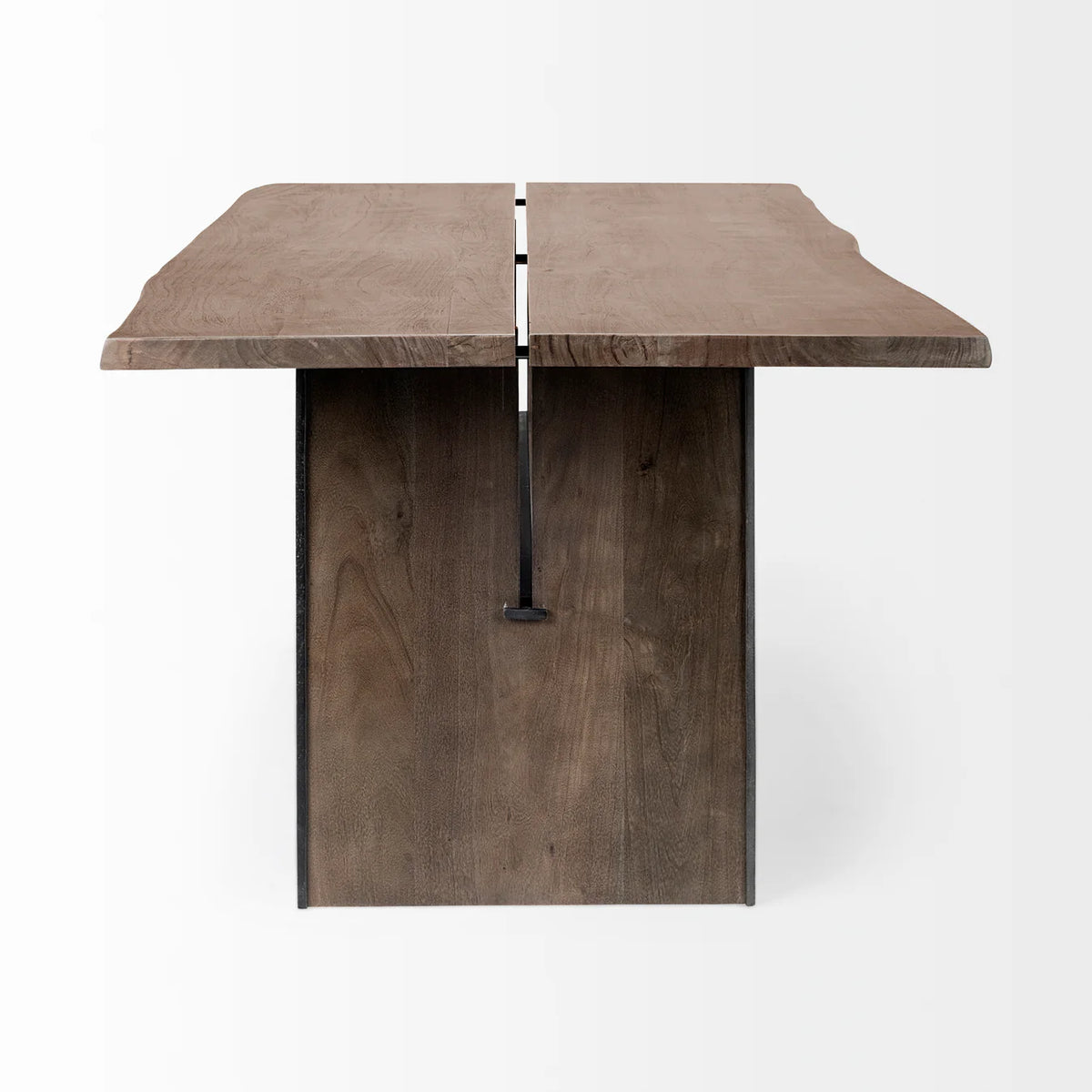 Ledger Dining Table Brown Wood | Black Metal