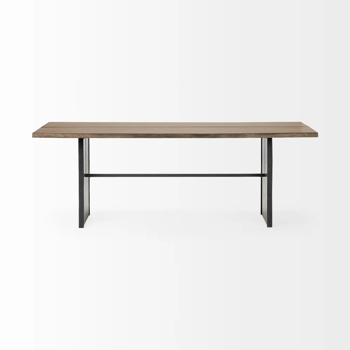 Ledger Dining Table Brown Wood | Black Metal