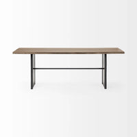 Ledger Dining Table Brown Wood | Black Metal