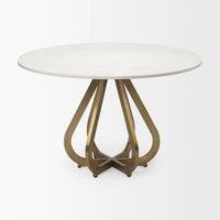 Laurent Dining Table White Marble | Gold Metal