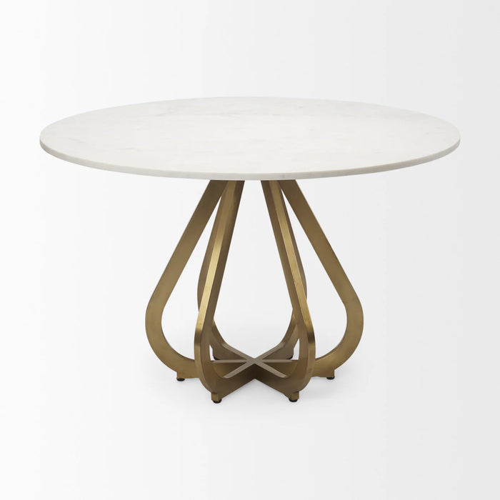 Laurent Dining Table White Marble | Gold Metal