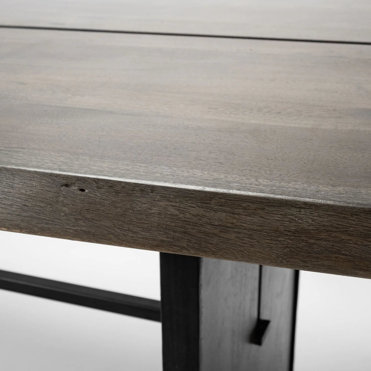 Ledger Dining Table Brown Wood | Black Metal