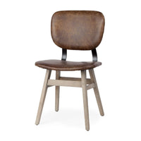 Haden Leather Dining Chair Brown Leather | Brown wood