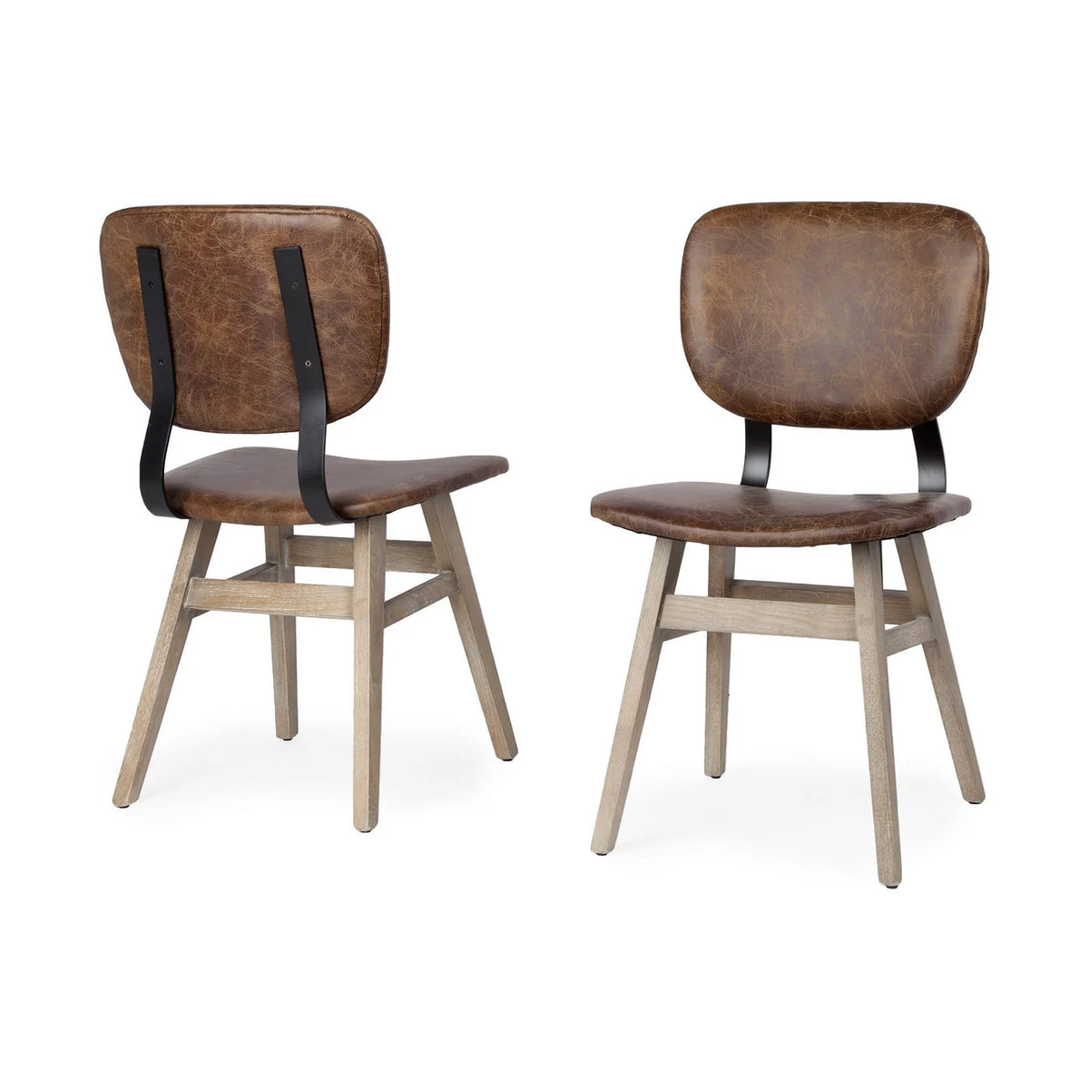 Haden Leather Dining Chair Brown Leather | Brown wood
