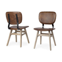 Haden Leather Dining Chair Brown Leather | Brown wood
