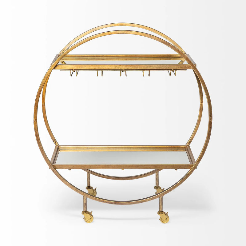 Carola Bar Cart Gold Metal | Glass