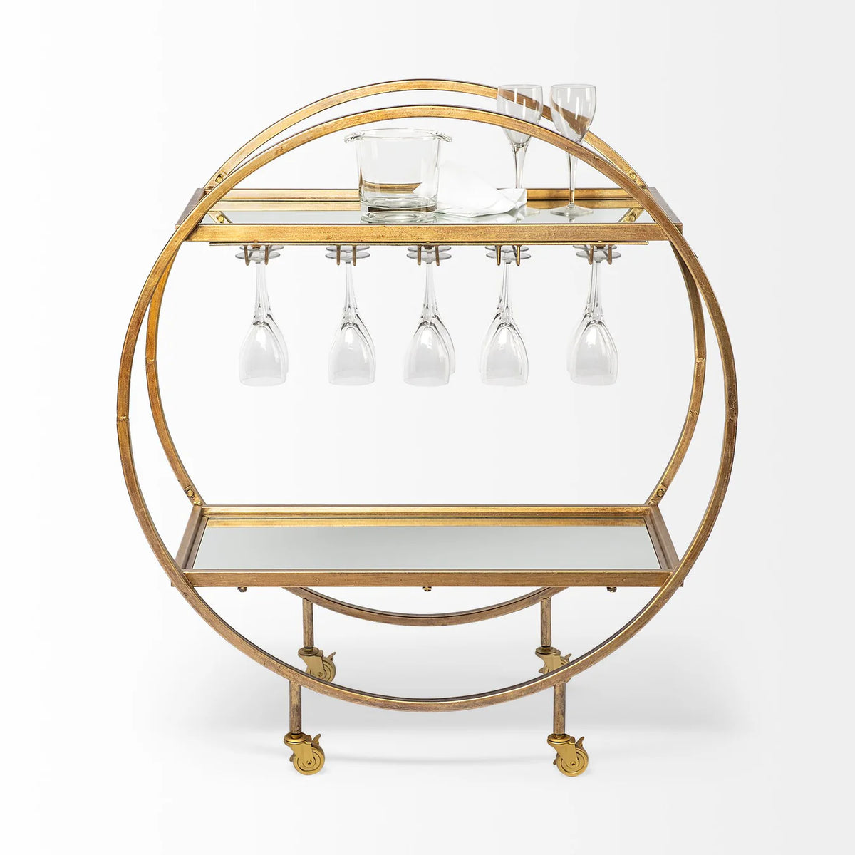 Carola Bar Cart Gold Metal | Glass