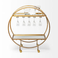 Carola Bar Cart Gold Metal | Glass