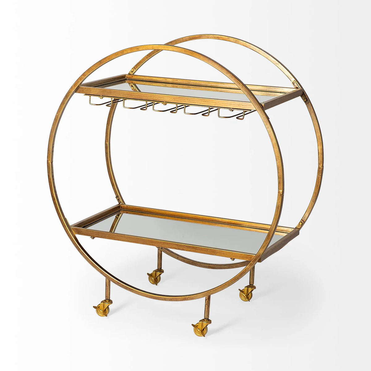 Carola Bar Cart Gold Metal | Glass