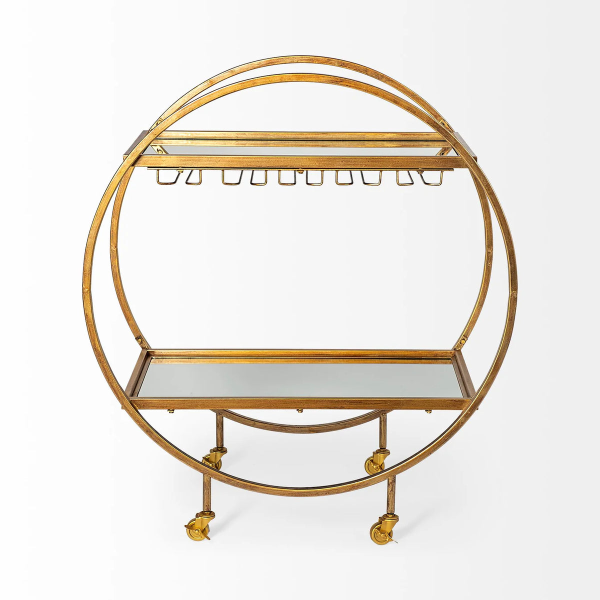 Carola Bar Cart Gold Metal | Glass