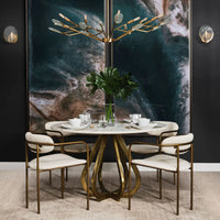 Laurent Dining Table White Marble | Gold Metal