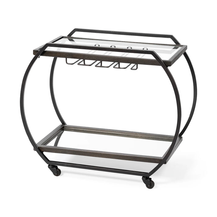 Chriselle Bar Cart Black Metal | Glass