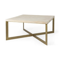 Faye Coffee Table Beige Wood | Gold Metal