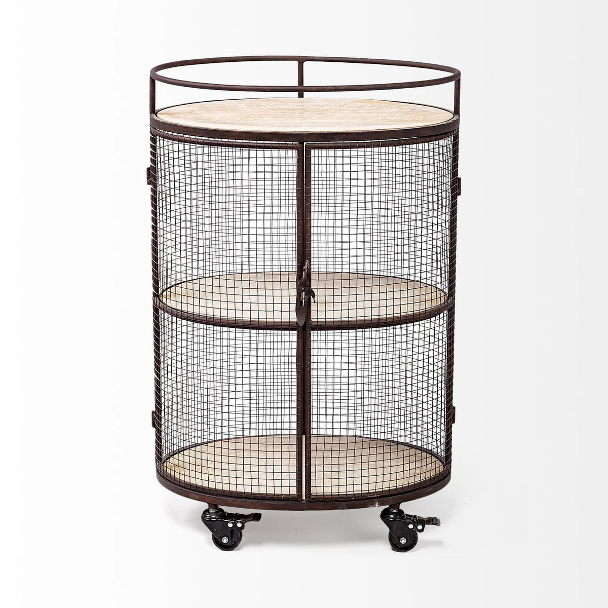 Saluti Bar Cart Brown Metal | Brown Wood