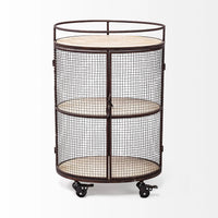 Saluti Bar Cart Brown Metal | Brown Wood