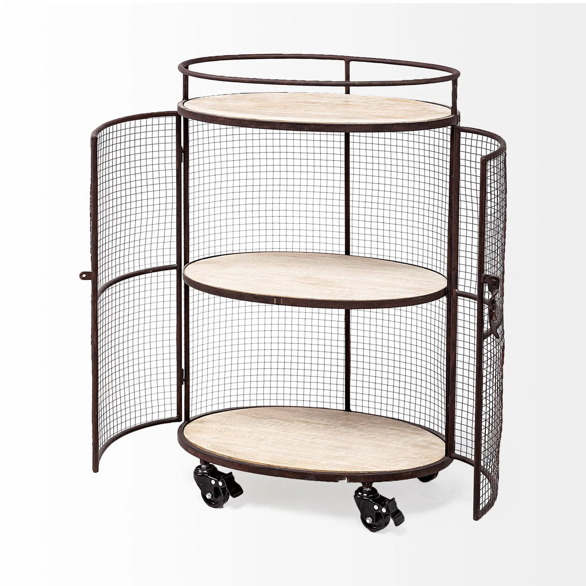 Saluti Bar Cart Brown Metal | Brown Wood
