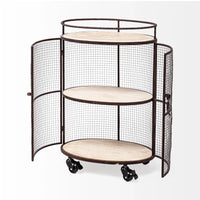 Saluti Bar Cart Brown Metal | Brown Wood