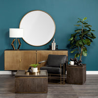 Piper Small Black Metal Round Wall Mirror