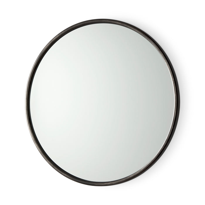 Piper Small Black Metal Round Wall Mirror
