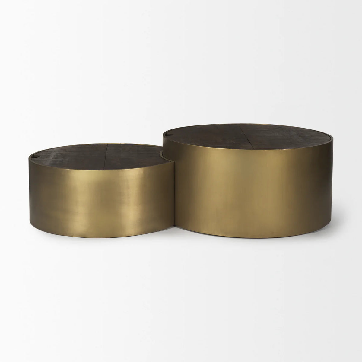 Eclipse Coffee Table Antique Brass Metal | Brown Wood