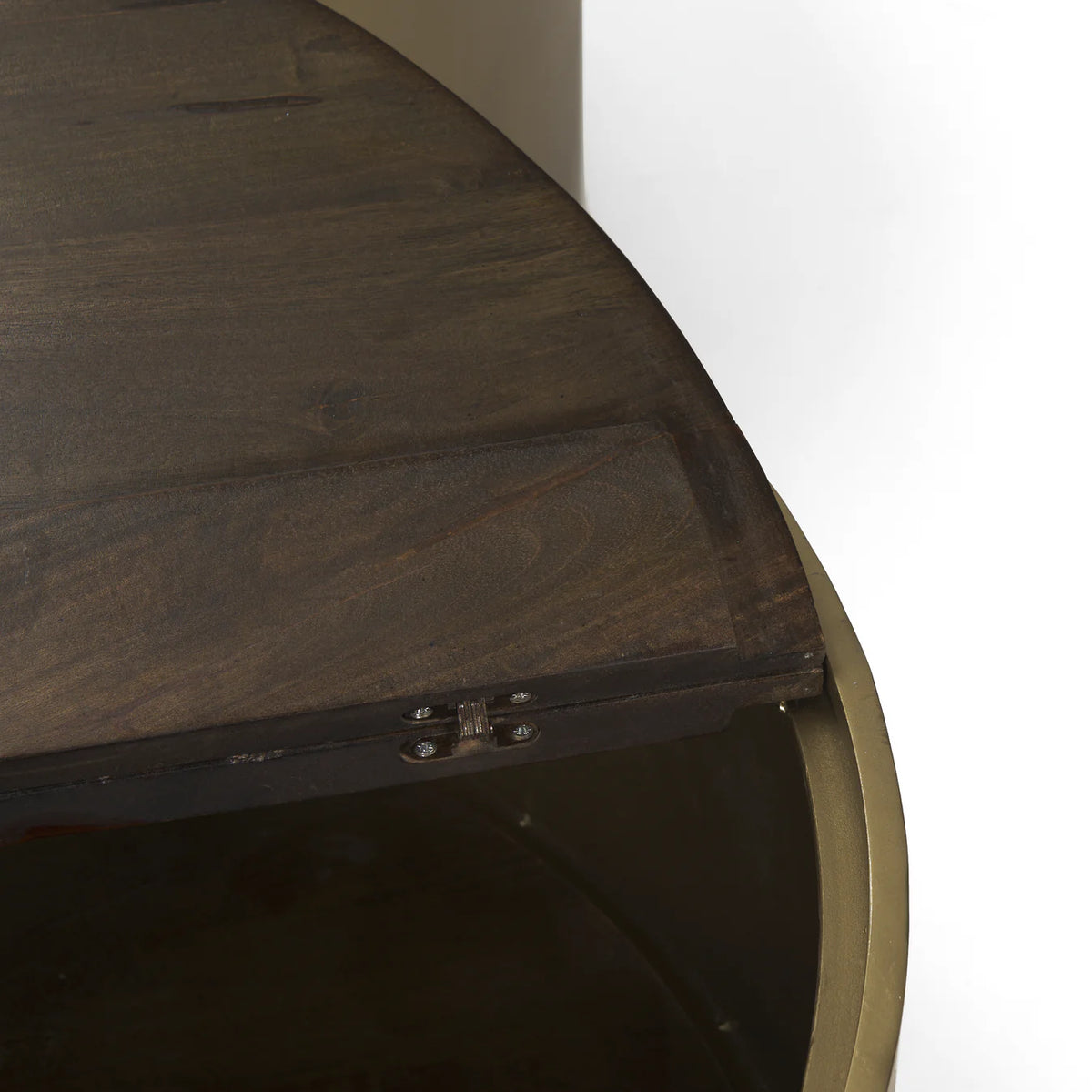 Eclipse Coffee Table Antique Brass Metal | Brown Wood
