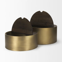 Eclipse Coffee Table Antique Brass Metal | Brown Wood