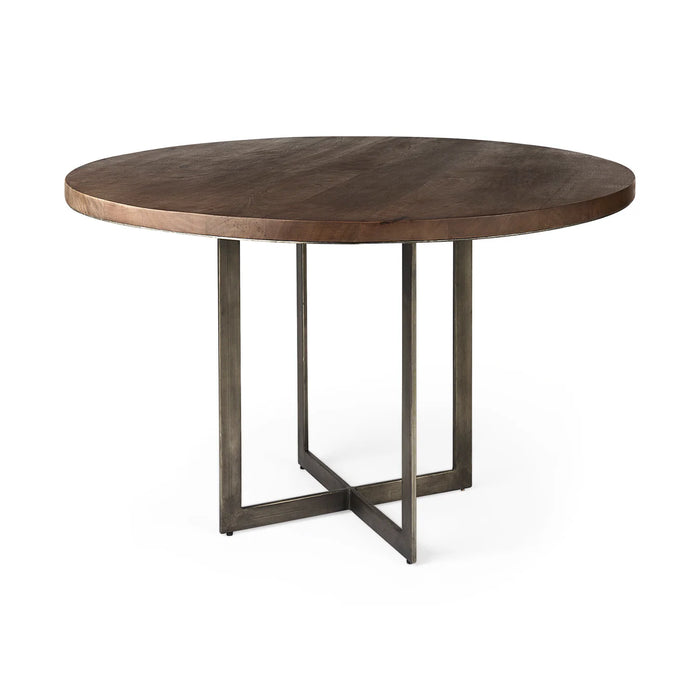 Faye Round Dining Table Medium Brown Wood | Round