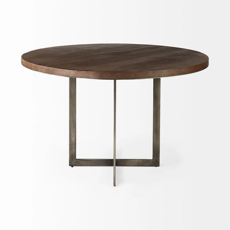 Faye Round Dining Table Medium Brown Wood | Round