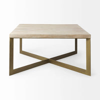 Faye Coffee Table Beige Wood | Gold Metal