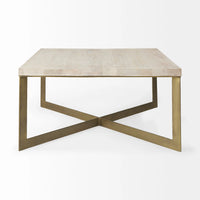 Faye Coffee Table Beige Wood | Gold Metal