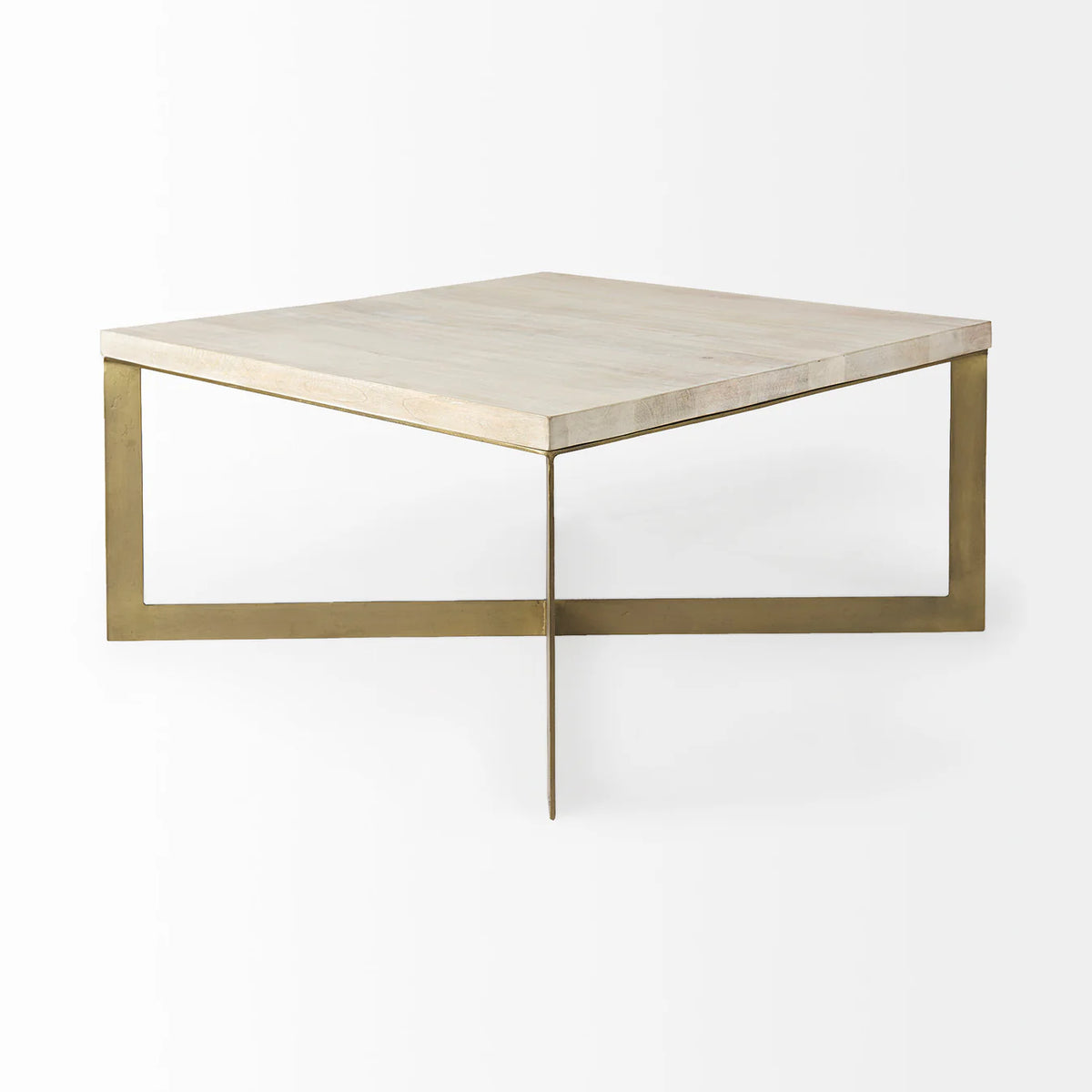 Faye Coffee Table Beige Wood | Gold Metal
