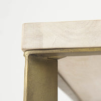 Faye Coffee Table Beige Wood | Gold Metal