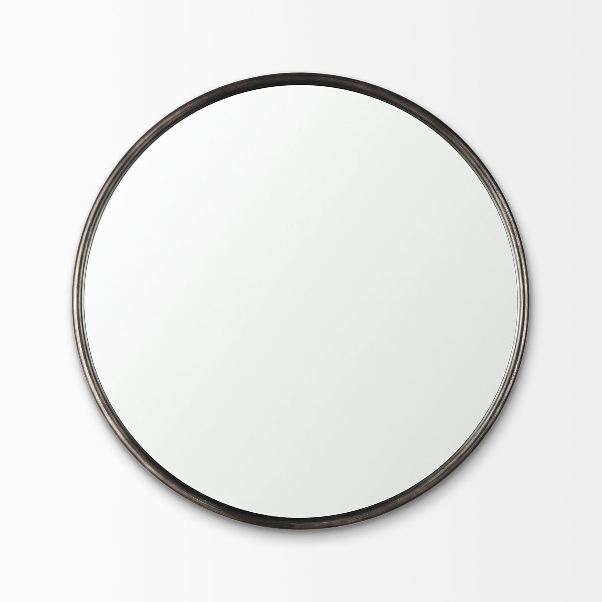 Piper Small Black Metal Round Wall Mirror