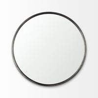 Piper Small Black Metal Round Wall Mirror