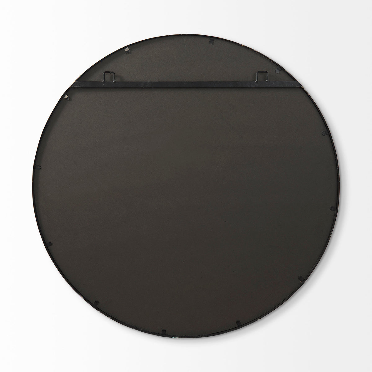 Piper Small Black Metal Round Wall Mirror