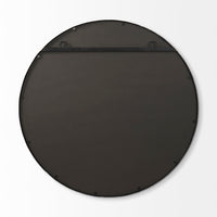 Piper Small Black Metal Round Wall Mirror