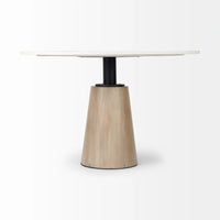 Maxwell Dining Table White Marble | Light Wood | Black Accent