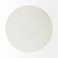 Maxwell Dining Table White Marble | Light Wood | Black Accent