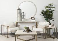 Faye Coffee Table Beige Wood | Gold Metal