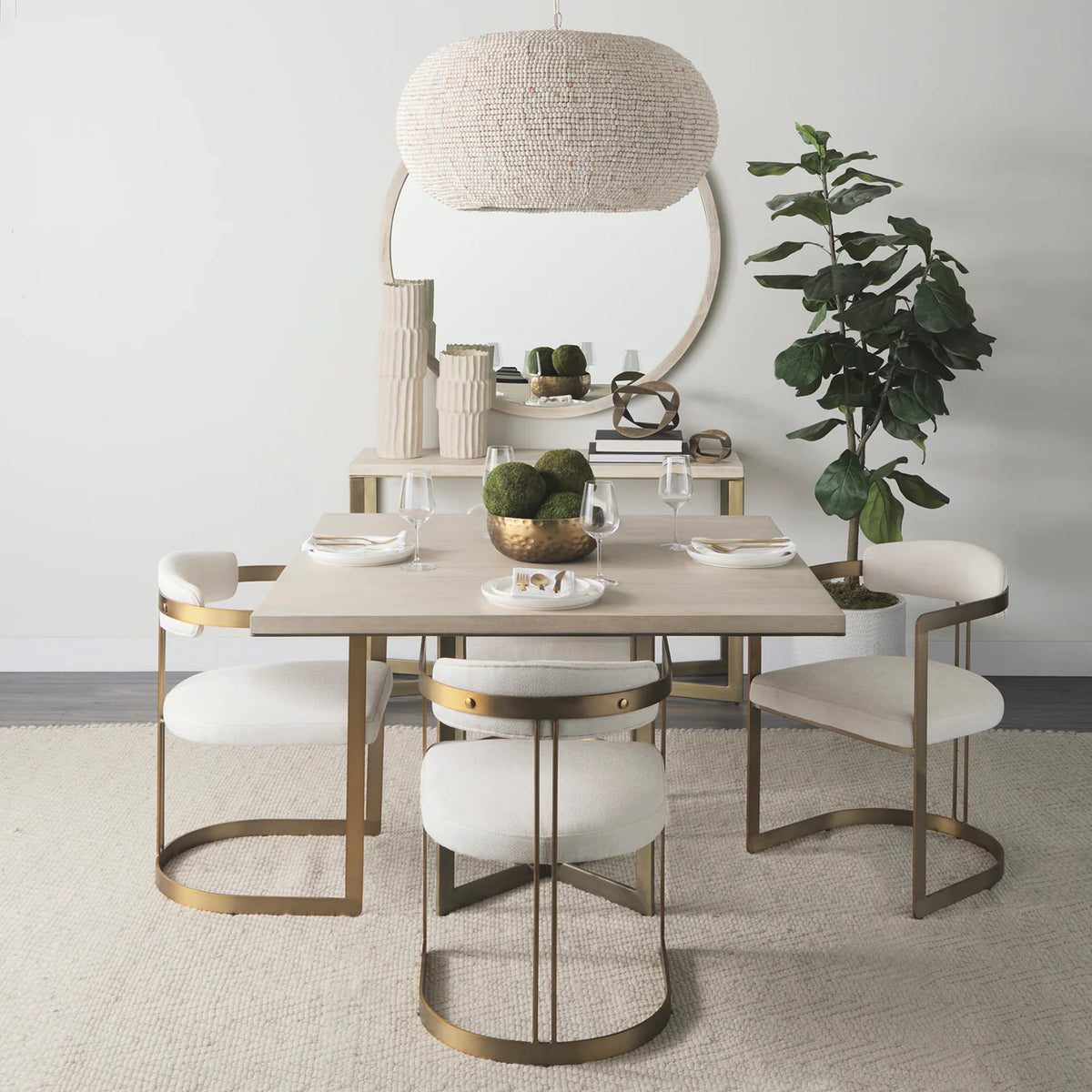 Faye Square Dining Table Beige Wood | Square